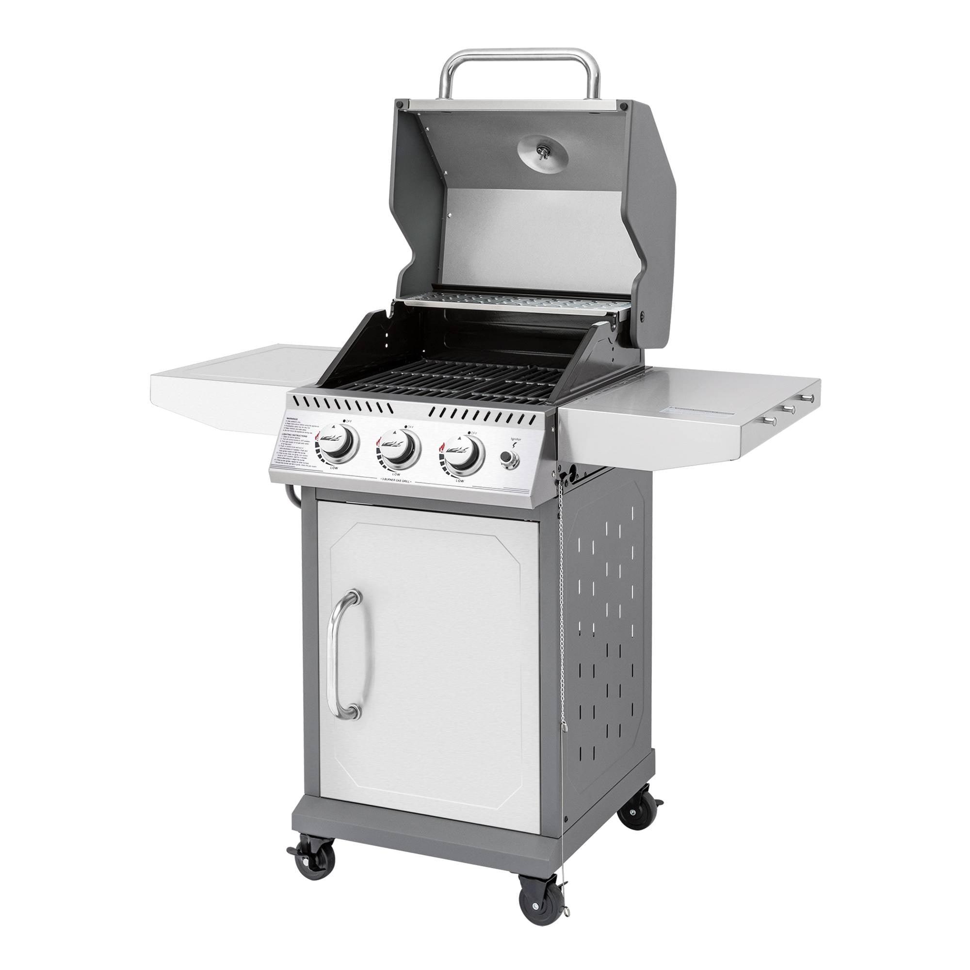 Burner cabinet gas outlet grill