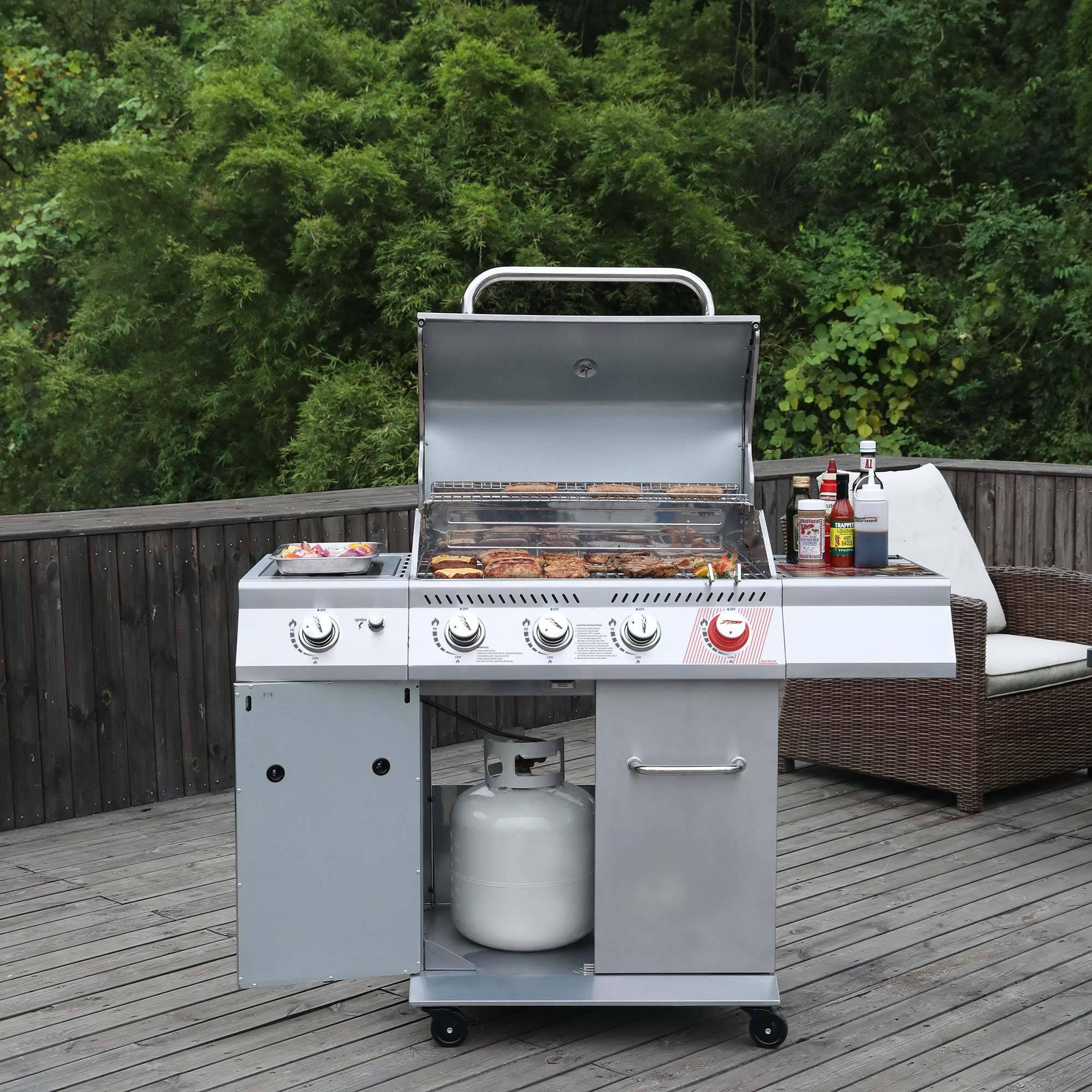 Side burner clearance gas grill