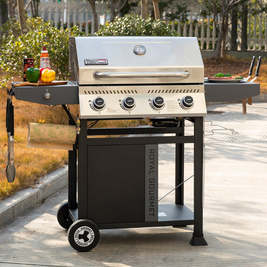 4-Burner Gas Grill with Stainless Steel Lid