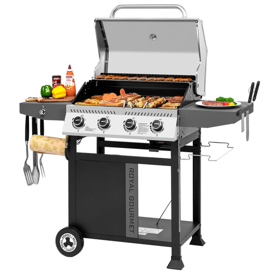 4-Burner Gas Grill with Stainless Steel Lid