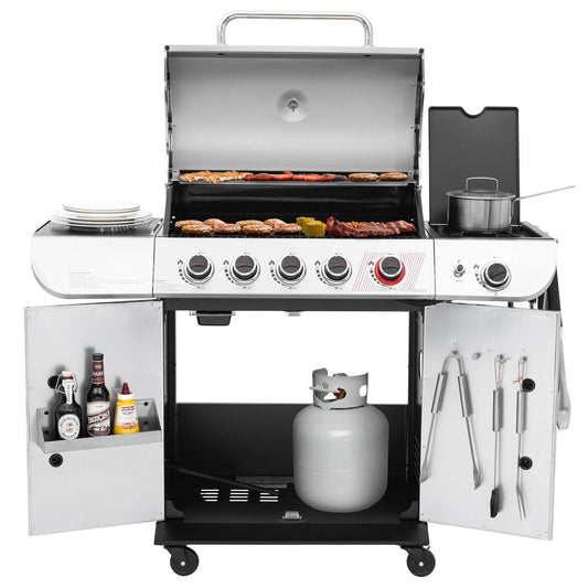 5-Burner Gas Grill With Sear & Side Burner