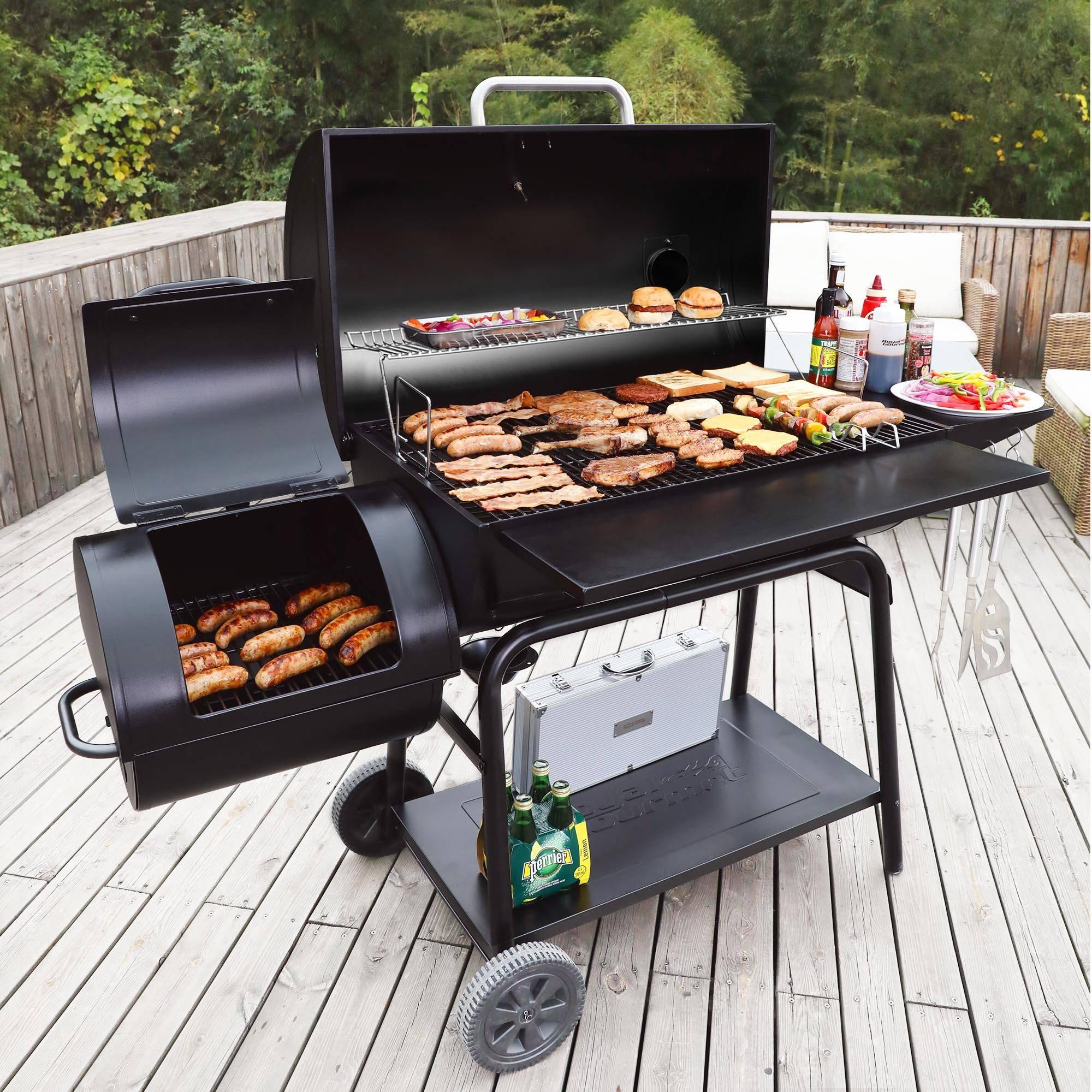 Charcoal Barrel Grill with Offset Smoker Royal Gourmet