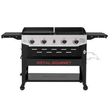 Gas Grill and Griddle Combo Black & Silver